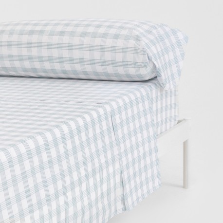 Juego de sábanas algodón Cuadro Albus verde tiffany