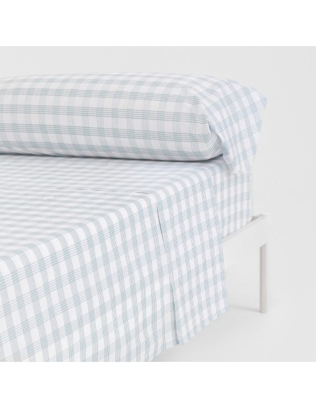 Juego de sábanas algodón Cuadro Albus verde tiffany