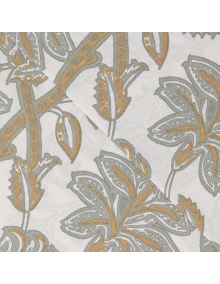 Juego de sábanas algodón Enelia verde seco - ocre