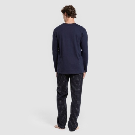 Pijama hombre franela Monclova azul marino