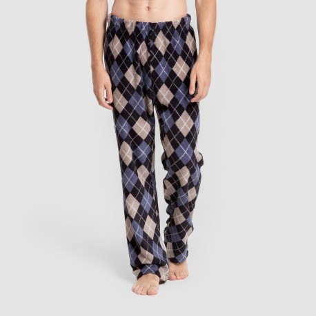 Pijama coral hombre Cuadro Roldan azul