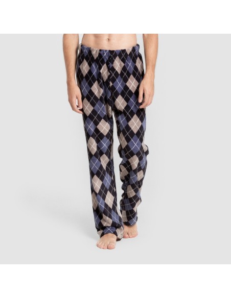 Pijama coral hombre Cuadro Roldan azul