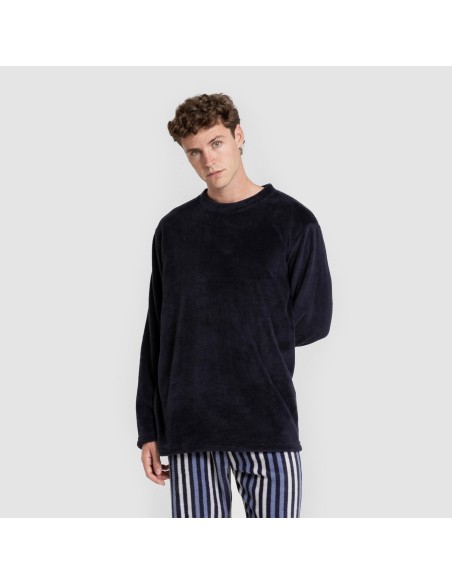 Pijama coral hombre Raya Vinicius azul marino