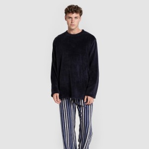 Pijama coral hombre Raya Vinicius azul marino 2