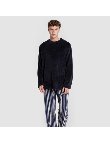 Pijama coral hombre Raya Vinicius azul marino