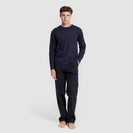 Pijama hombre franela Monclova azul marino