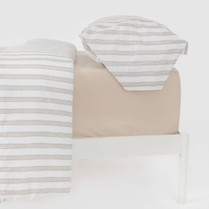 Funda nórdica algodón Raya Sit topo - verde seco