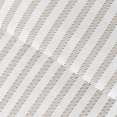 Funda nórdica algodón Raya Sit topo - verde seco