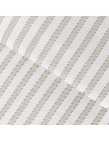 Funda nórdica algodón Raya Sit topo - verde seco