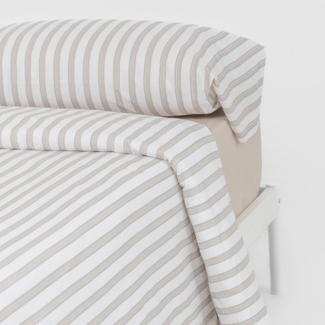 Funda nórdica algodón Raya Sit topo - verde seco