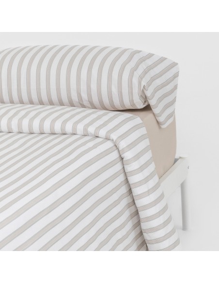 Funda nórdica algodón Raya Sit topo - verde seco