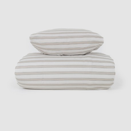 Funda nórdica algodón Raya Sit topo - verde seco