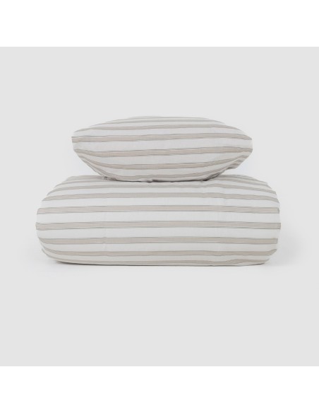 Funda nórdica algodón Raya Sit topo - verde seco