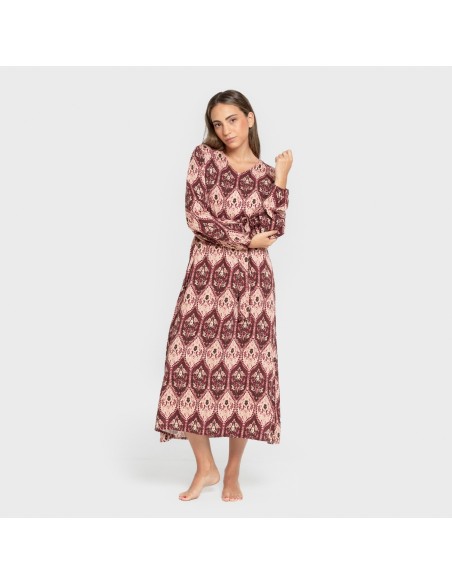 Vestido midi manga larga pico viscosa Ceramide