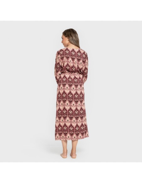 Vestido midi manga larga pico viscosa Ceramide