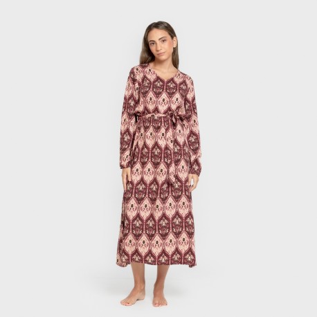 Vestido midi manga larga pico viscosa Ceramide