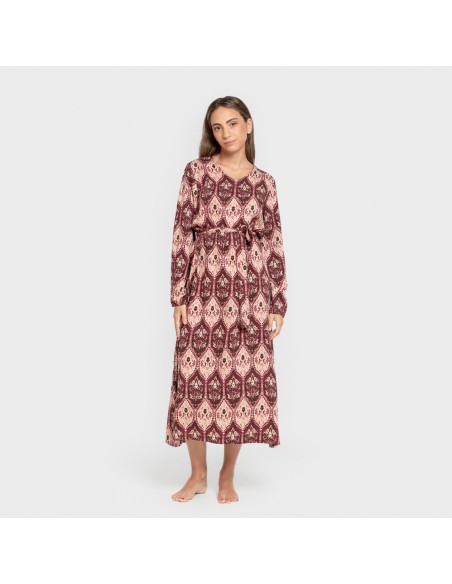 Vestido midi manga larga pico viscosa Ceramide