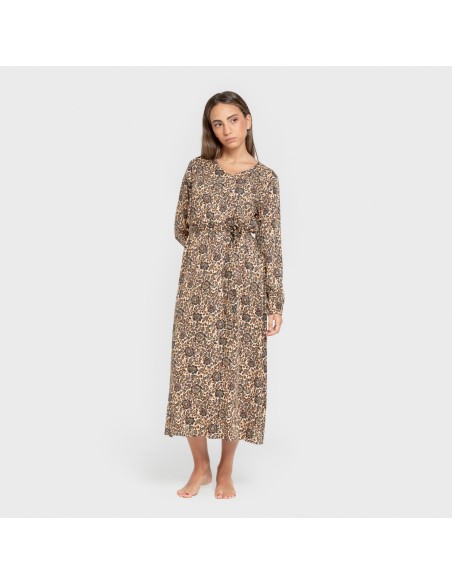 Vestido midi manga larga pico viscosa Sophie