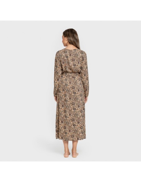 Vestido midi manga larga pico viscosa Sophie