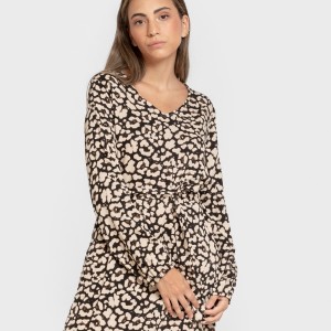 Vestido midi manga larga pico viscosa Vitamin negro 2