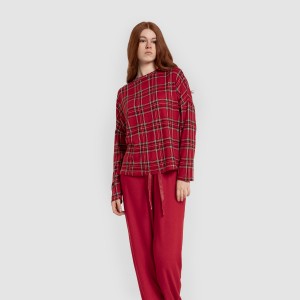 Pijama largo Secret mujer Cuadro Nicolas rojo 2
