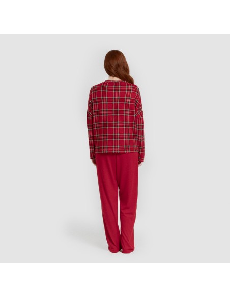 Pijama largo Secret mujer Cuadro Nicolas rojo