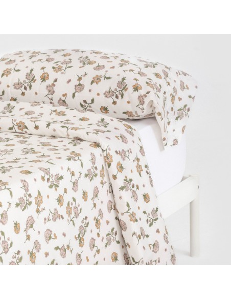 Funda nórdica algodón Meghan verde seco - rosa keike