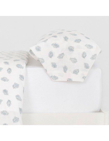 Funda nórdica algodón Jazmin verde tiffany