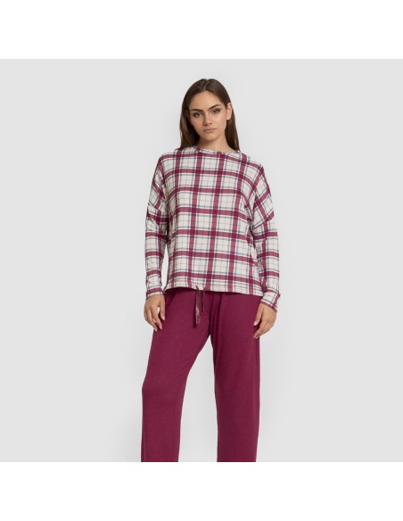 Pijama largo Secret mujer Cuadro Dalis burdeos