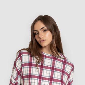 Pijama largo Secret mujer Cuadro Dalis burdeos 2