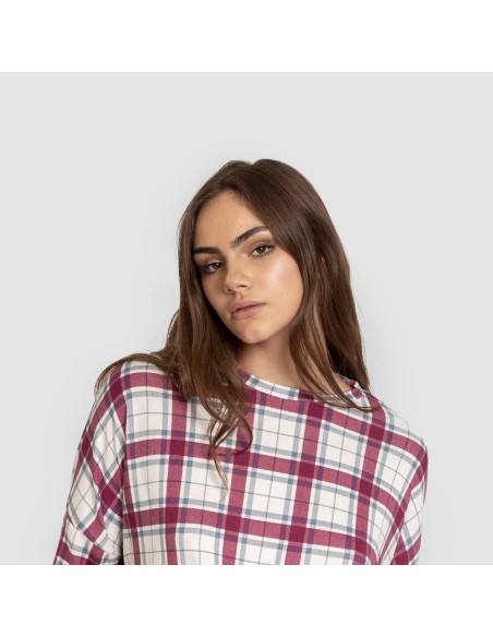 Pijama largo Secret mujer Cuadro Dalis burdeos