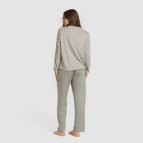 Pijama largo Secret mujer Raya Marsella verde caceria