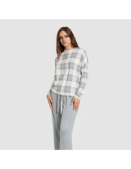 Pijama largo Secret mujer Cuadro Guima indigo