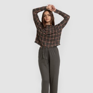 Pijama largo Secret mujer Cuadro Nelby verde caceria