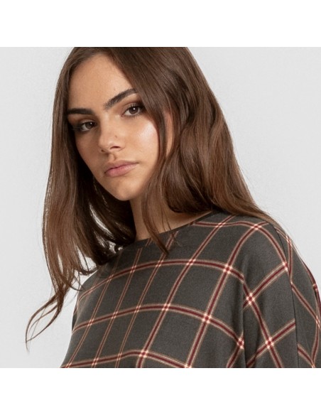 Pijama largo Secret mujer Cuadro Nelby verde caceria