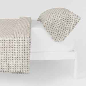 Funda nórdica algodón Enrieta verde seco - topo