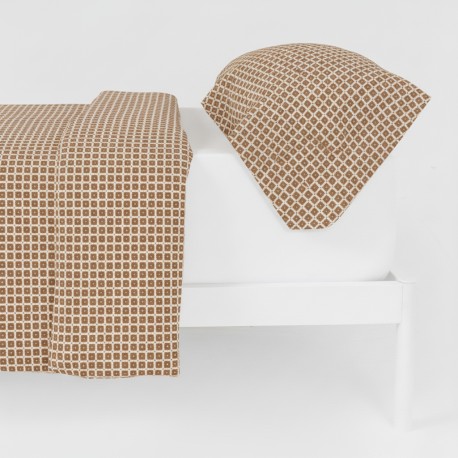 Funda nórdica algodón Iñaki ocre - verde seco