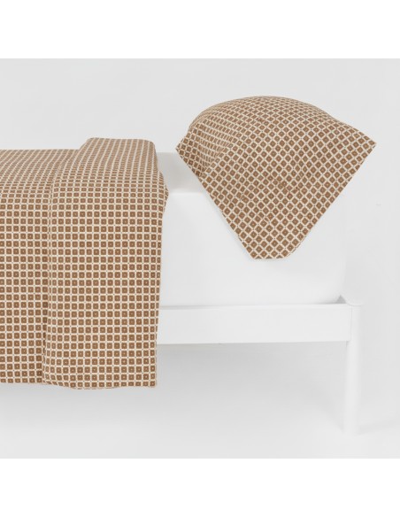 Funda nórdica algodón Iñaki ocre - verde seco