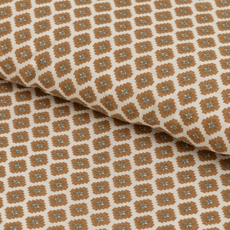 Funda nórdica algodón Iñaki ocre - verde seco