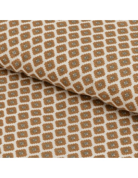 Funda nórdica algodón Iñaki ocre - verde seco