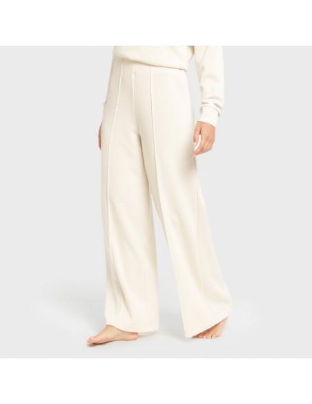 Pantalón largo pinzas fluido mujer