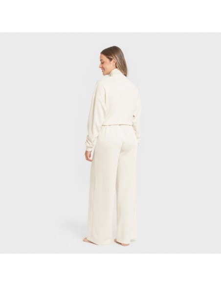 Pantalón largo pinzas fluido mujer