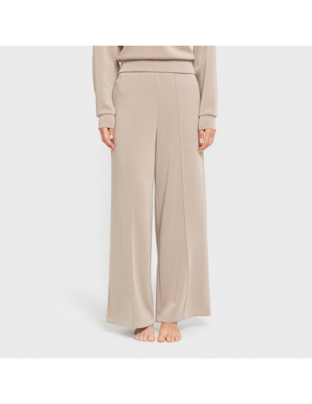 Pantalón largo pinzas fluido mujer