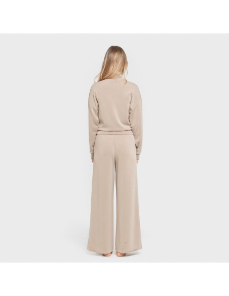 Pantalón largo pinzas fluido mujer