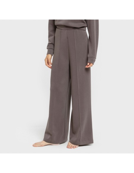 Pantalón largo pinzas fluido mujer