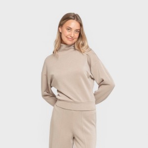 Sudadera cuello subido fluida mujer