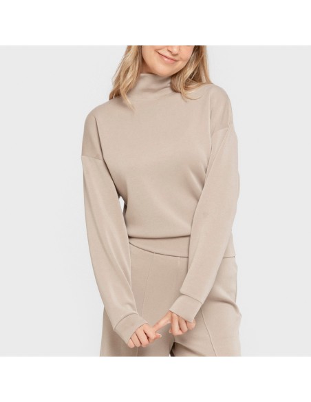 Sudadera cuello subido fluida mujer