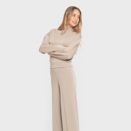 Sudadera cuello subido fluida mujer