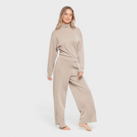 Sudadera cuello subido fluida mujer