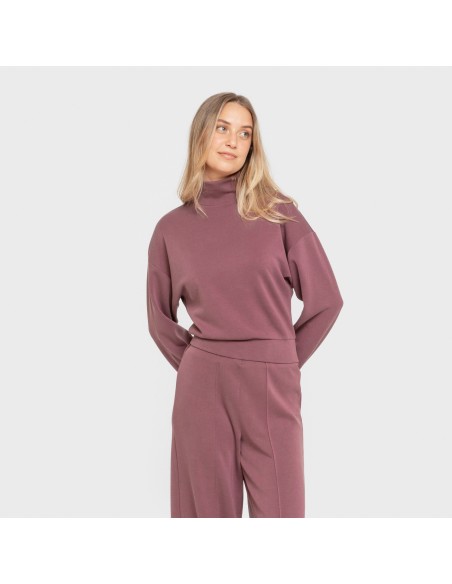 Sudadera cuello subido fluida mujer